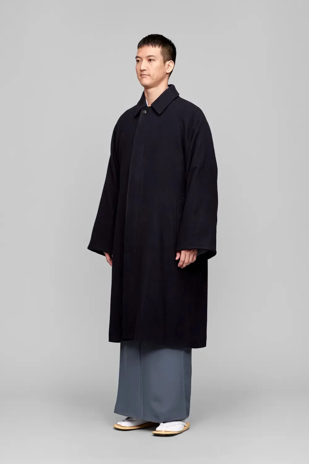 Y. ＆ SONS×COMOLI / カシミヤバルカラーコート / NAVY