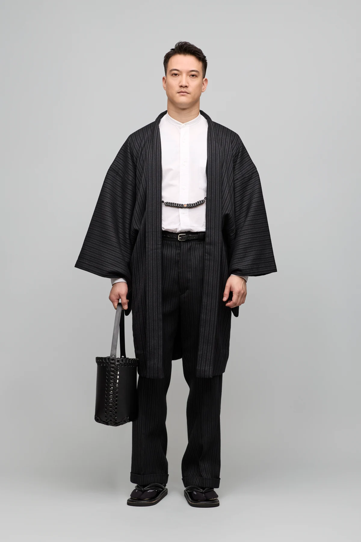 Y.&SONS × T.T / ウールストライプ / CHARCOAL
